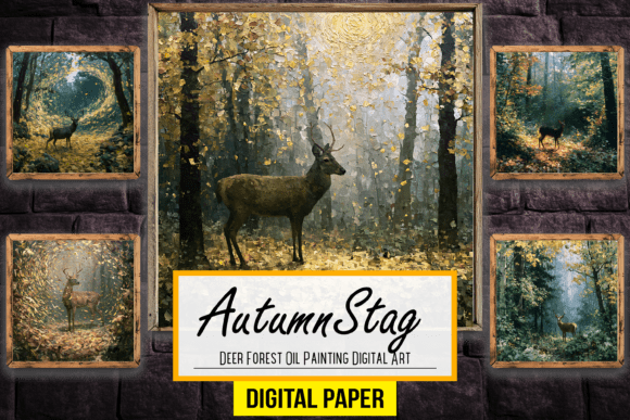 Download Deer Forest Oil Painting Digital Artwork - Digital art Collection