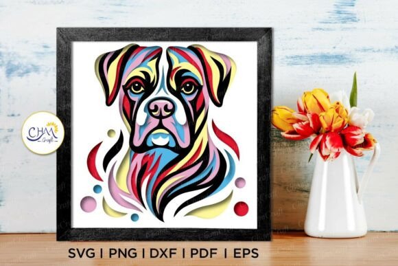 Download 3D Boxer Dog Shadow Box SVG - Dog Collection
