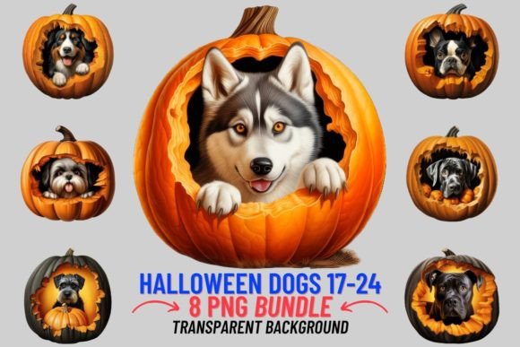 Download Halloween Pumpkin Dogs Sublimation 17-24 - Dog Collection