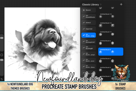 Download Newfoundland Dog Procreate Brush Stamps - Dog Collection