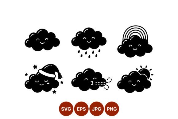 Download Cute Cartoon Clouds Weather Vector - Vector Collection