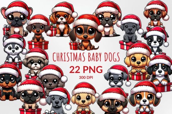 Download Cartoon Christmas Baby Dogs Sublimation - Dog Collection