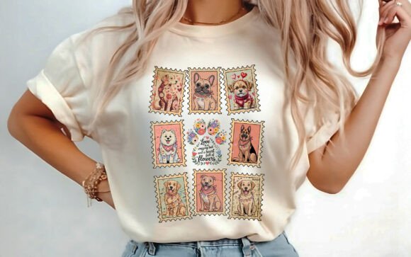Download Dog Postage Stamp Collage T-shirt PNG - Dog Collection